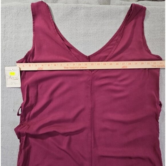 Aux Moda Italian Viscose Jumpsuit Women's Size XL Rose Red Wide Leg Loungewear - Picture 3 of 12